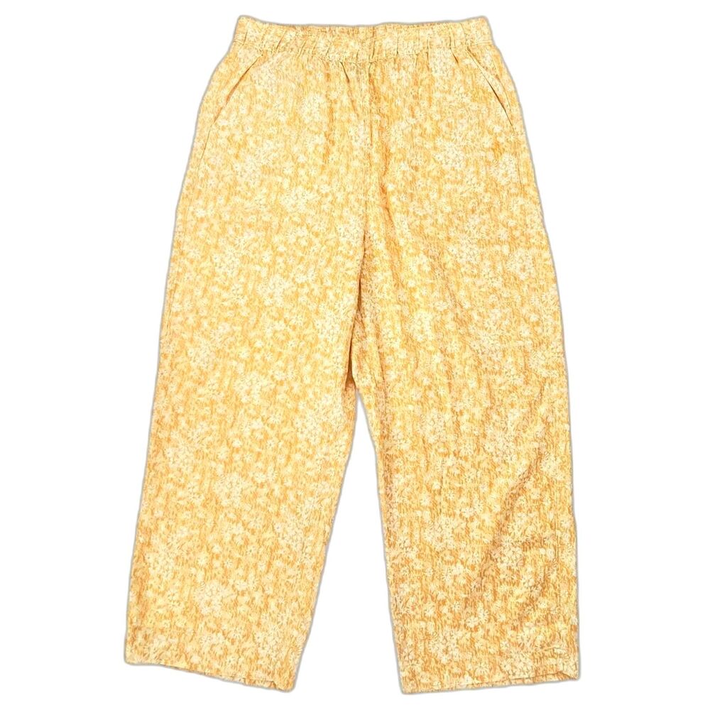 Patagonia Womens Large Yellow Floral Linen Blend Pants Lightweight Casual Autumn